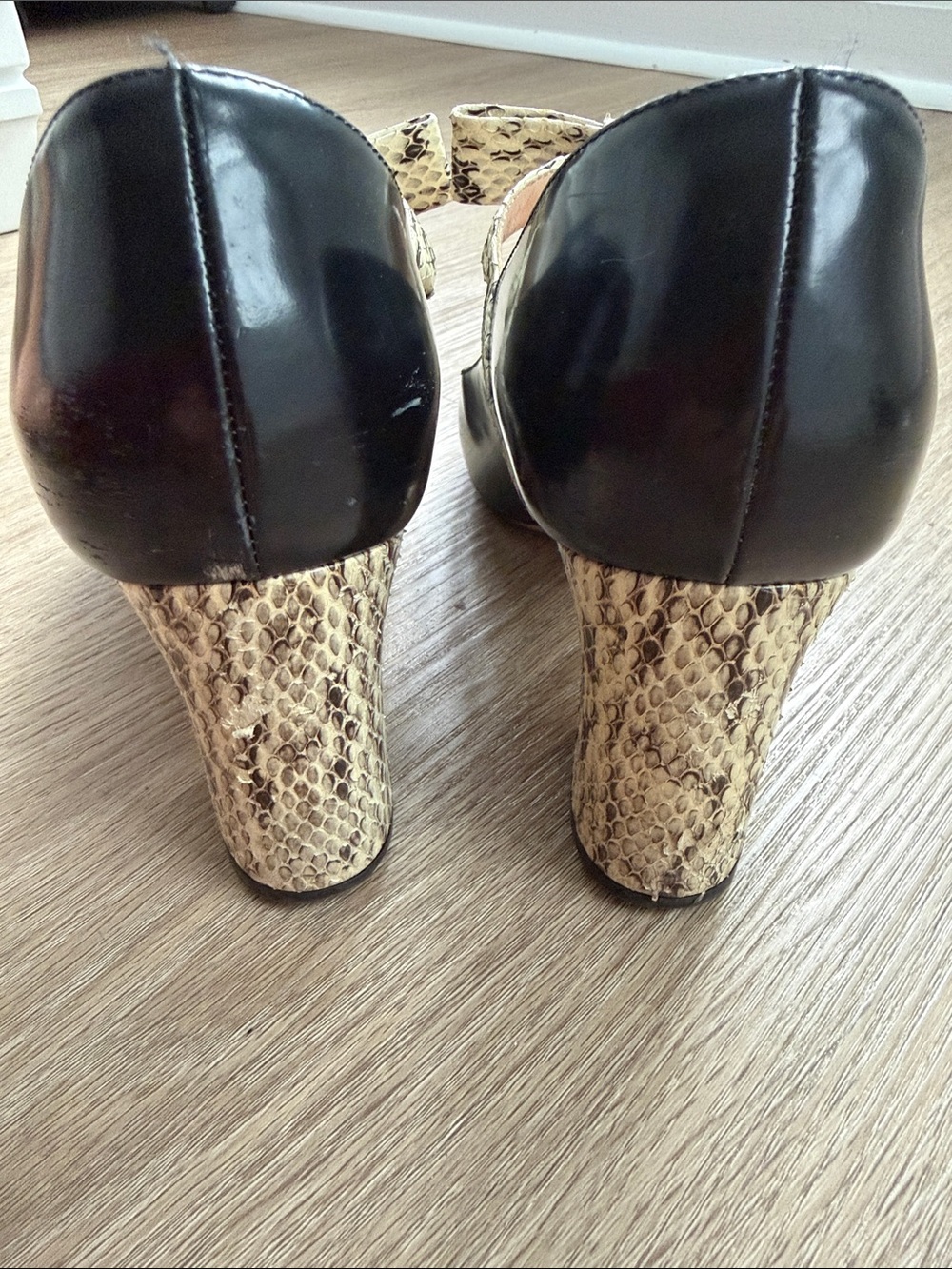 Gucci Python Bow Leather Pumps Block Heel Black Made in Italy EU 39 - Picture 3 of 16